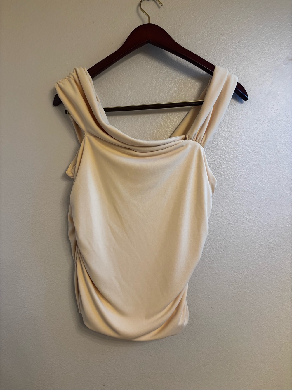 Zara Draped Butter Yellow Off The Shoulder Sleeveless Top Size XL